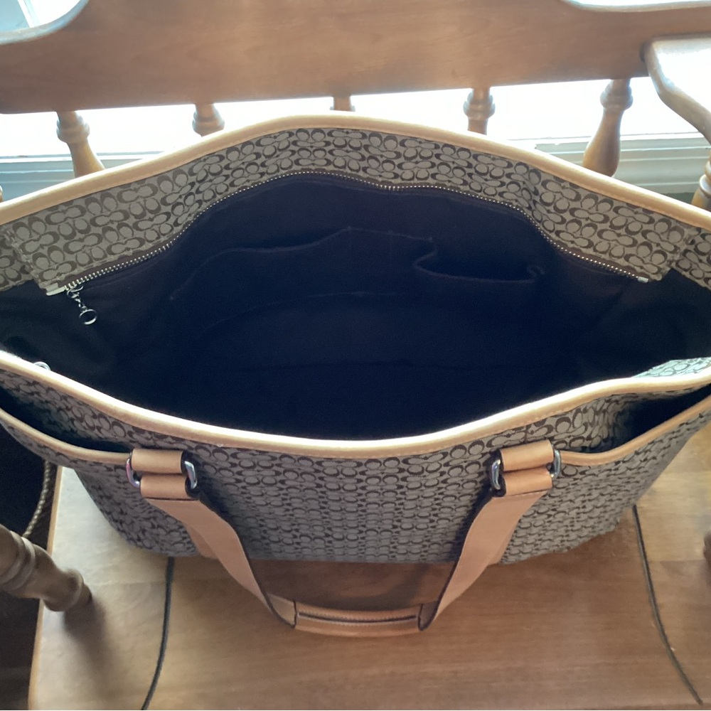 Coach Tan and Brown Signature Tote